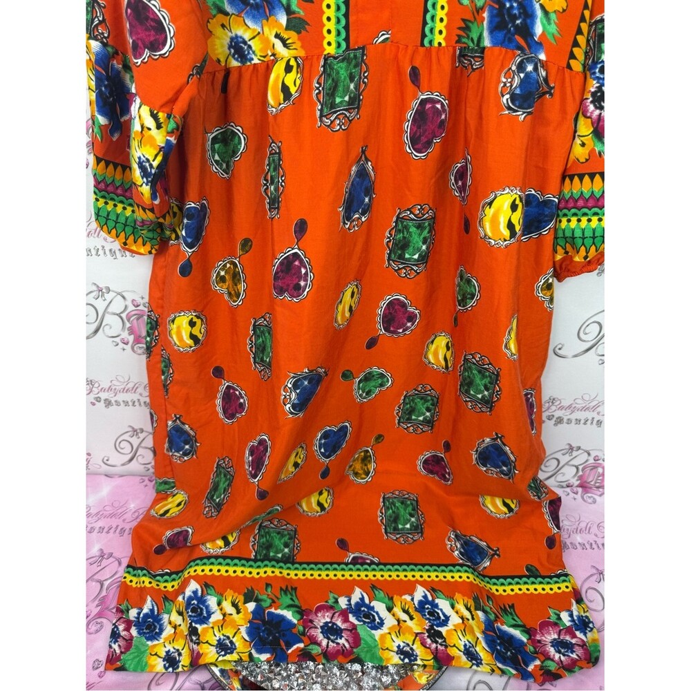 GALABYA Egypt dress jewels Vibrant Orange Floral Maxi Dress - Picture 3 of 9